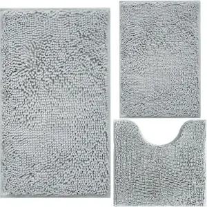 욕실 러그 세트 3종 추가 부드럽고 흡수력이 뛰어난 섀그 세탁기 매트 강력한 PVC 미끄럼 방지 밑면 플러시