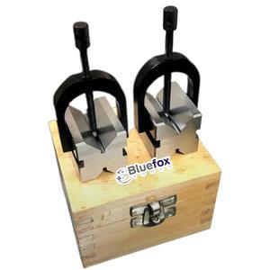 BLUEFOX TOOLS V 블록 세트 - 클램프 경화 강철 90도 각도 정밀도, 1-5/8x 1-1/4 x | 기계 공구 세트, 가공 및 레이아웃을 위한 다목적 사용 나무 상자가 있는 엔지니어링 제품