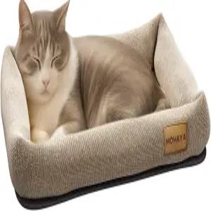 고양이와 반려견을 위한 모하야 2-in-1 펫 침대-M 스크래치 패드 ？ 통기성 황마와 면 이중 레이어 디자인