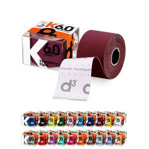 d3 K6.0 키네시올로지 테이프 - 5.1cm x 6.1m(2인치 20피트) 마룬(1롤) 라텍스 프리 저자극성 관절 근육 스포츠 부상 지원