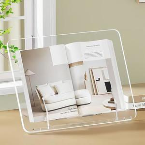 아크릴 책 스탠드, 휴대용 페이지 홀더, 요리책, 문서, 레시피, 태블릿(중형)용 조절 가능한 디스플레이 스탠드