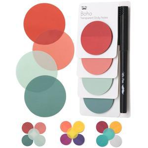 펜 씨 - 투명 스티커 메모, 200개, 파스텔 색상, 둥근 반투명, 메모를 살펴보세요