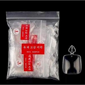 DNHCLL 600피스 12가지 사이즈 인조 발톱 풀 커버 프렌치 아크릴 발톱, 네일 살롱 및 DIY 아트용 (투명)