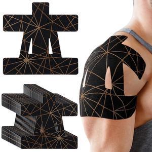 Geiserailie 어깨용 프리컷 키네시올로지 테이프 20개, 스포츠 방수 통기성 향상 탄성 구리 주입 운동 신체 지지 및 근육용 블랙