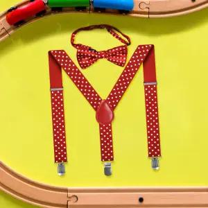 스키보드복재킷 도트멜빵 유니 레드컬러