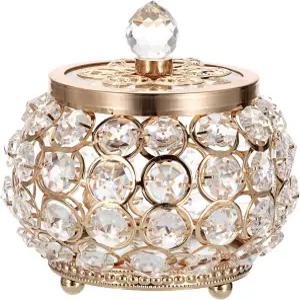 유리 뚜껑이 있는 히피웨 크리스탈 주얼리 박스 작은 장신구 정리함 미러 트레저 링 홀더 귀걸이 목걸이