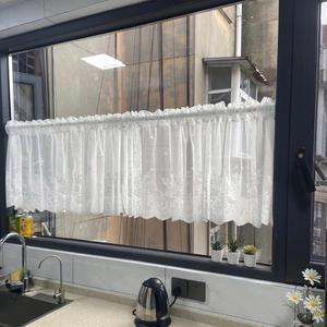 레이스 커튼 주방 욕실 접착식 가림막 찍찍이형 인테리어 쉬폰 가리개 도어 북유럽