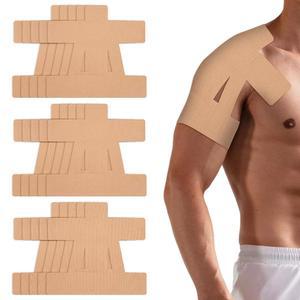 어깨용 프리컷 키네시올로지 테이프 15개, 어깨 를 위한 테이프, 프리 컷, 방수, 통기성, 저자극성 운동 지지 및 보호 (라이스-화이트)