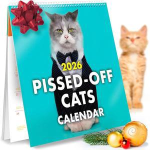 오리지널 P'd Off Cats 2026 달력 - 화난 고양이 애호가를 위한 재미있고 멋진 선물 농담 선물을 12개월 벽 플래너