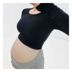 마미누리라운드 크롭티 임산부 요가 만삭 주수 촬영 긴팔티 177123