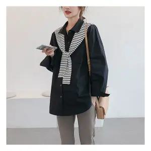 마미누리숄 남방세트 루즈핏 가을 간절기 오피스룩 빅사이즈 임산부 의류 임부복 상의 177016