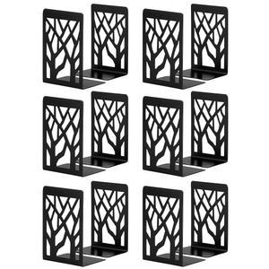 Metal Bookends 블랙 6쌍 - 선반용 튼튼한 책 스토퍼 장식용 북 엔드