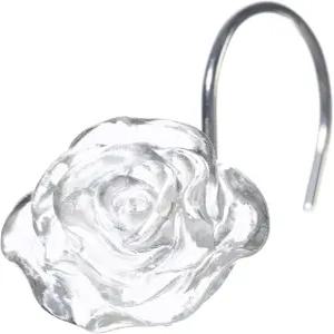 투명한 꽃 샤워 커튼 후크 장미 잎 식물 겨울 테마 커튼용 얼음 질감 크리스탈 글리터 장식 - 욕실 장식용