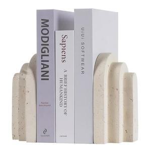 무거운 책을 위한 책 끝 - 장식용 미니멀리스트 모던 북엔드, 황동 스톤 주철 탠 웨이브 콘크리트 독특하고 기발한 시크 내장 선반 장식 홈 데코 비닐 레코드 북 홀더