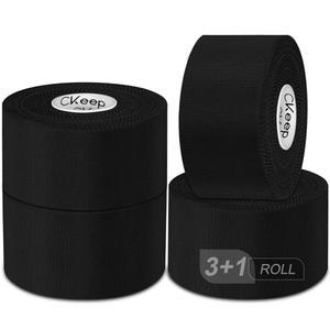 CKeep 운동용 테이프, 블랙 스포츠 테이프 4팩, 매우 견고함, 잔여물 없음, 근육, 등산, 복싱, 운동 선수, 야구 배트, 긴장, , 부상을 위한 손목 발목 테이프(3.8cm(1.5인치))