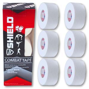 SHIELD Combat Tape | 손용 복싱 테이프, 미국산 운동용 테이프 2.5cm(1인치), 쉽게 찢어짐, 2.5cm(1인치) x 9.1m(10야드), 6팩, MMA, 무에타이, 화이트