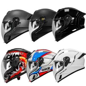 QIKE 오토바이 풀페이스 바이크 하이바 이중렌즈 헬멧 사계절 추가렌즈 경량