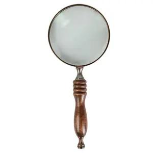 고급 우드 앤틱 고전 돋보기 휴대용 고배율 독서용 유리 우드손잡이 100파이 확대경