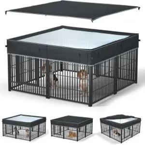 방수 선쉐이드 커튼으로 강화된 GEHENG 도그 플레이펜 커버 1680D 옥스포드 천 및 나일론 메쉬 자외선 차단