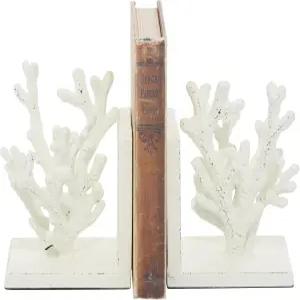 데코 79 메탈 코랄 장식 북엔드 비스키드 오피스 5인치 7인치 화이트 2종 세트