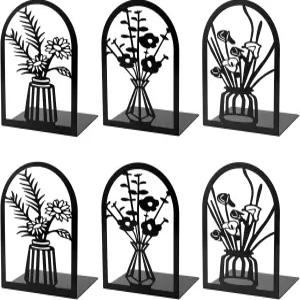 3쌍의 금속 책 끝 장식용 꽃 책을 위한 스토퍼 홈 오피스를 보관하는