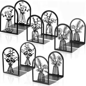 키프무라세 5쌍 금속 책꽂이 모던 장식용 꽃꽂이 책을 위한 블랙 북 스토퍼 홈 오피스 학교를 노벨티