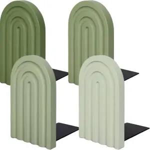 Whaline 4Pcs 보호 아치 나무 책꽂이 세이지 그린 레인보우 장식용 비스키드 공부하기 귀여운 책 홈 오피스