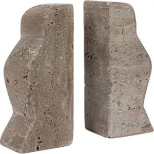 크리에이티브 협동조합 장식용 트래버틴 웨이브 북엔드 그레이