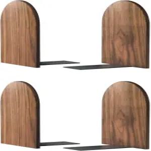 대형 북엔드 책 보관 - 책을 위한 7x4x5in 2팩 나무 호두나무 엔드 사무실 책상 비스키드를 남성용