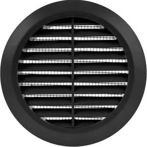 통풍구 시스템 4인치 - 검은색 소핏 커버 원형 에어 루버 그릴 내장형 방충망 욕실 홈 오피스 주방용 HVAC