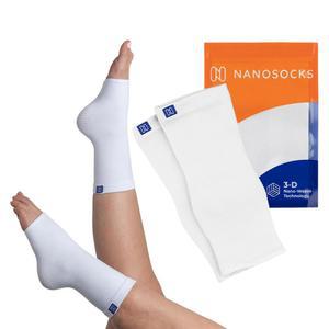 NanoSocks 여성 및 남성용 압박 양말 (1켤레) - 신경 병증, , 발 를 위한 최고의 발목 보호대 지지 슬리브 토리스 (L, 화이트)