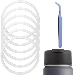 [미국배송] 하이드로 플라스크 와이드 마우스 플립 뚜껑 캡과 호환되는 가스켓 교체 6개의 PCS 실리콘 O 링 누수 방지 씰 핀셋으로 2인치와 호환 설치가 간편합니다