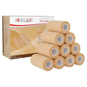HEALQU 자체 접착 붕대 랩 - 10.2cm x 4.7m(4인치 5야드), 운동 및 스포츠용 12롤 테이프 용 테이프, 유연한 방수 탄성 붕대, 손목 발목 수의사 랩용 강아지용