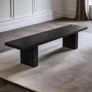 엔틱 의자 블랙 벤치형 북유럽 가구 대기의자 다이닝 원목 주방 빈티지 인테리어 실내 현관