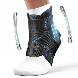 Rakiie 퀵 레이스업 발목 브레이스, 2개의 금속 서포트 스테이, 된 발목을 위한 통기성 스태빌라이저, 남성 및 여성용, 스포츠, 달리기, 농구용 슬림핏 지지대, (블랙, M)