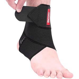 Beskey 발목 보호대 지지 조절 가능한 통기성 탄성 나일론 소재 대부분의 사이즈 스포츠에 적합 (블랙 1개)