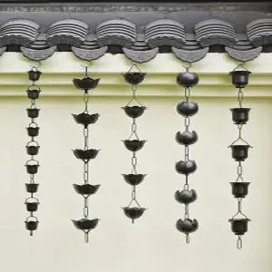 가드닝 레인체인 빗물받이 지붕 처마 홈통 배수로 한옥