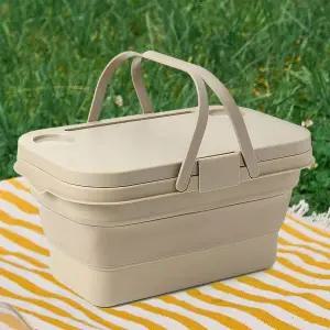 캠핑수납함 2in1 캠핑 테이블 폴딩박스 베이지 수납박