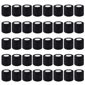 TGANNYOCR 40롤 스포츠 손목 발목용 자가 접착 붕대 랩 벌크 통기성 운동 테이프 탄성 응집 롤, 2인치 x 5야드 (블랙 색상)