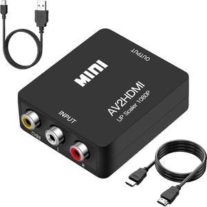 Amtake RCA to HDMI 컨버터, 1080P 컴포지트 CVBS AV 비디오 오디오 컨버터 어댑터, N64 Wii PS2 Xbox VHS VCR 카메라 DVD와 호환, 및 USB 전원 케이블이 있는 PAL /NTSC 지원