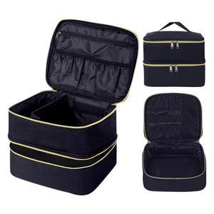 탄파두아지 더블 레이어 메이크업 백 액세서리 브러시 및 스킨 케어 제품 블랙 을 위한 조절 가능한 칸막이 수납 여행 가방이 있는 휴대용 대형 케이스 정리함