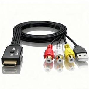 4:3 /16:9 PS2 /Wii /N64 /Xbox /VCR /VHS /DVD에서 최신 TV 플러그 앤 플레이 AV 케이블로 게임 콘솔 / 프로젝터용 HDMI 어댑터 (NTSC PAL)를 위한 eSynic 휴대용 RCA to Converter 3D 1080P@60Hz (4:3 16:9 스위치