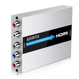 SUNNATCH 스케일러 기능이 있는 컴포넌트 to HDMI 컨버터, RGB HDMI, 5RCA YPbPr 컨버터 어댑터, 출력 구성 요소(1080P, 알루미늄)