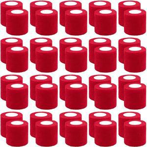 BQTQ 40롤 자체 접착 반창고 5.1cm(2인치) 레드 스트레치 붕대 셀프 스틱 운동용 랩 테이프 손목 발목 붓기