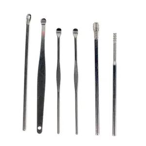 개인위생 귀이개 6종 세트 스테인리스 휴대용 케이스 귀후비개 귀청소 귓밥제거