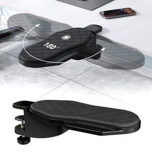 CABTE Ergonomic 책상 연장 트레이, 테이블 마운트 암 손목 받침대 선반, 180 회전 팔꿈치 지지대, 가정 및 사무실용 컴퓨터 트레이 (블랙 - 회전)