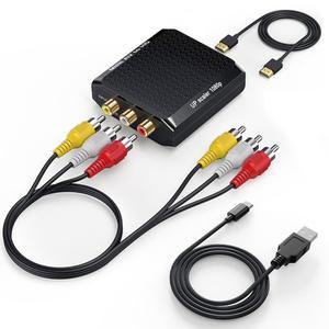 WENTER RCA to HDMI 컨버터, 1080P AV VCR /VHS /Xbox /PS3 /STB /N64 /Wii /TV /PC /블루레이 DVD 플레이어용 PAL /NTSC를 지원하는 미니 컴포지트 CVBS 오디오 비디오 어댑터