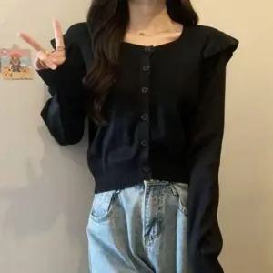 패션스타일 컬러 니트 가디건 여성 프릴 캐주얼 디자인