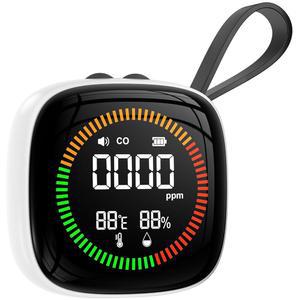 SDOER 3-in-1 일산화탄소 감지기 배터리, 여행, 휴대용 CO 감지기, RV 알람 온도 /험 센서, 충전식 모니터, 가정, 자동차, 캠핑용, 화이트