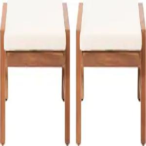 쿠션이 있는 테메큘라 아웃도어 오스만 (2개 세트) - 아카시아 우드 브라운/크림